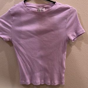 Dived Ribbed Purple Tight Fit Top